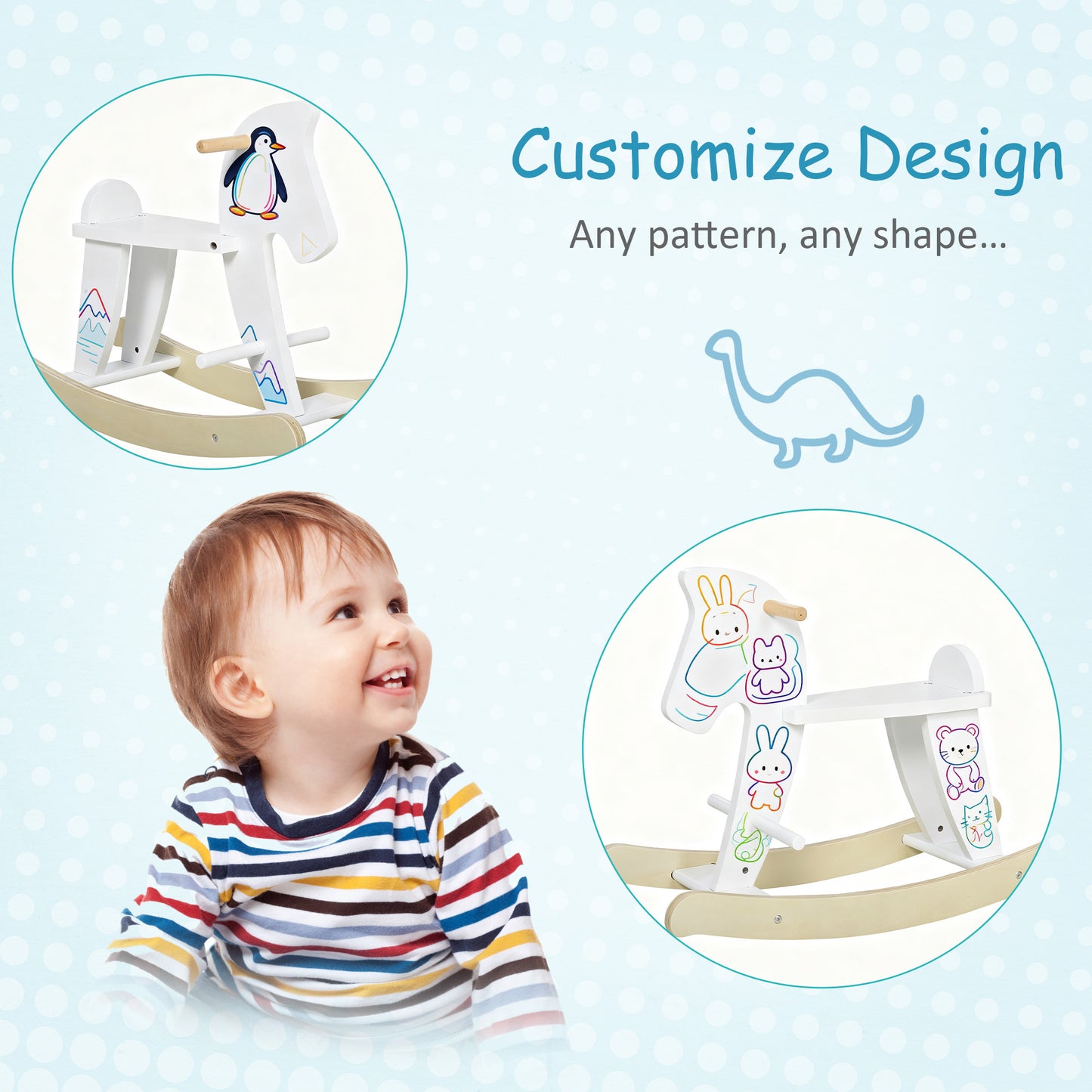 Wooden Rocking Horse Toddler Baby Ride-on