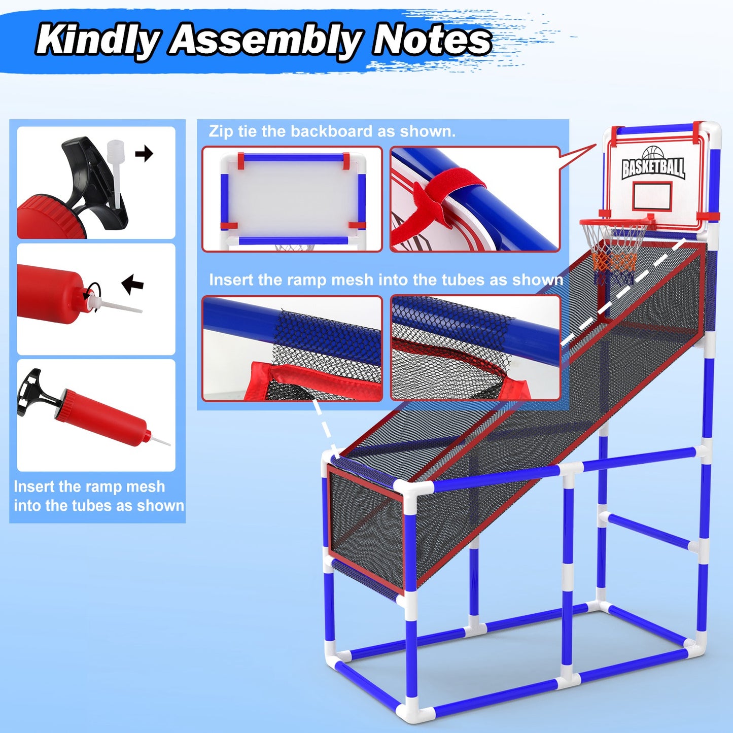 Adjustable Height Basketball Hoop Arcade Game