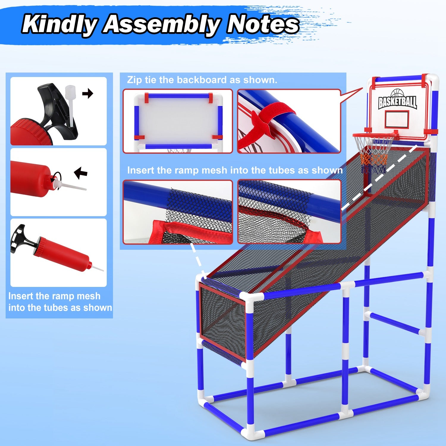 Adjustable Height Basketball Hoop Arcade Game
