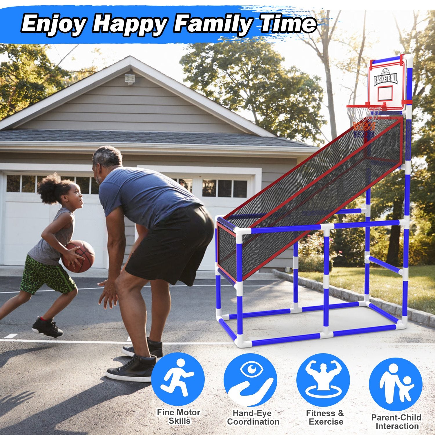 Adjustable Height Basketball Hoop Arcade Game