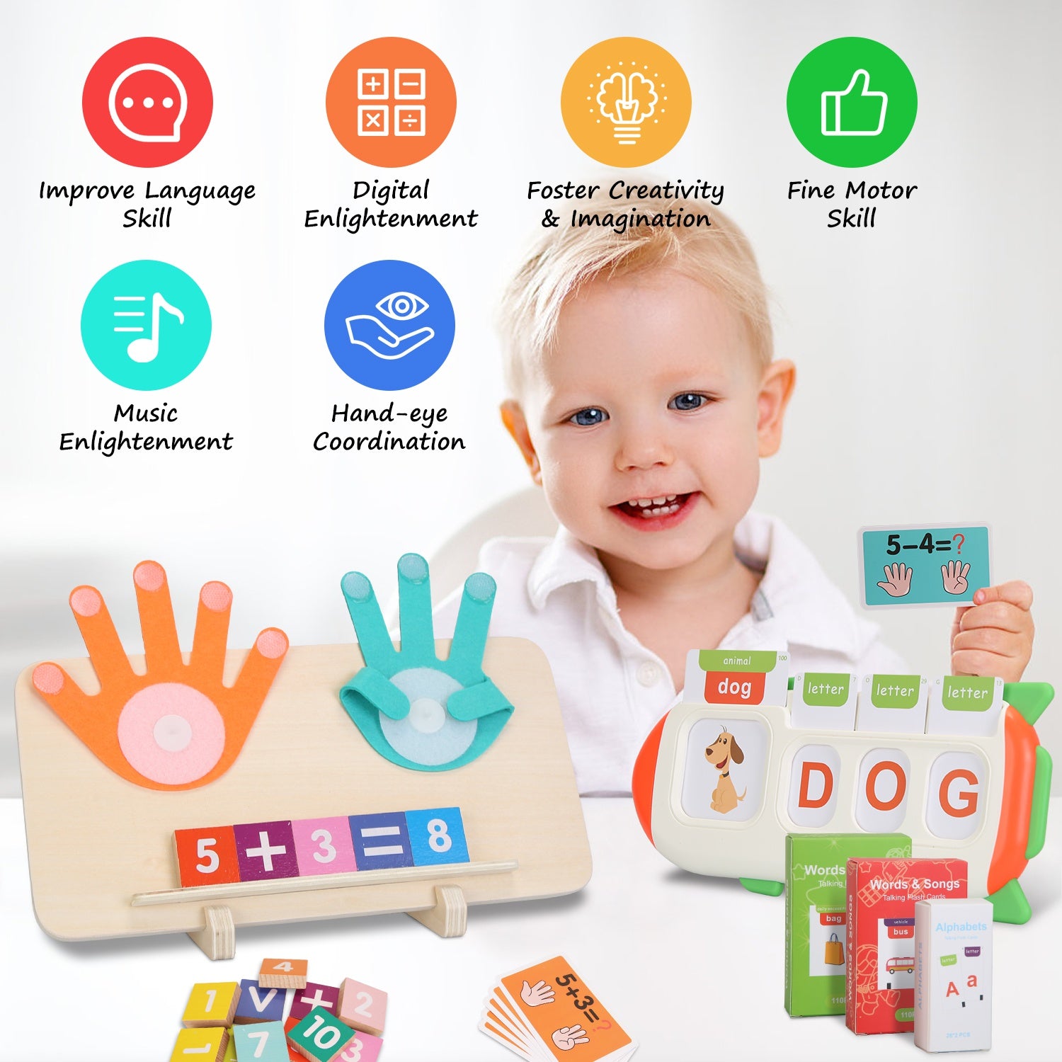Talking Flash Cards And Finger Counting Math Board
